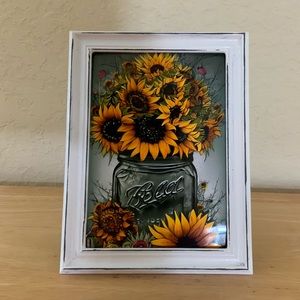 Farmhouse Sunflowers and jar picture 5x7 w/frame